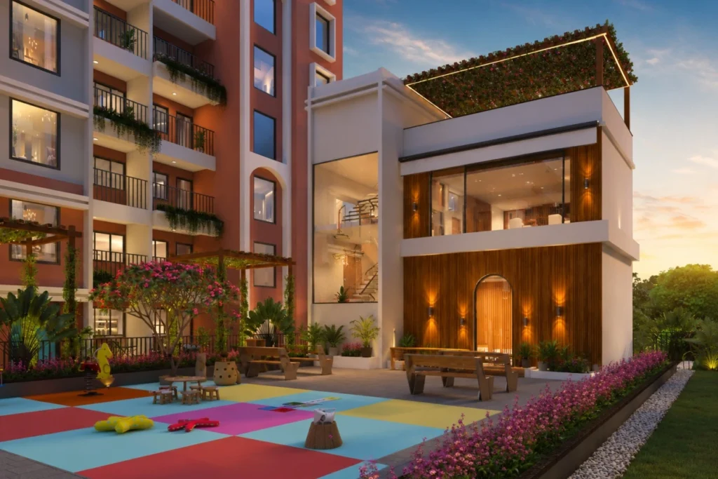 KK Maples Charholi premium apartment project in Pune featuring modern residential towers, landscaped surroundings, and contemporary architecture.
